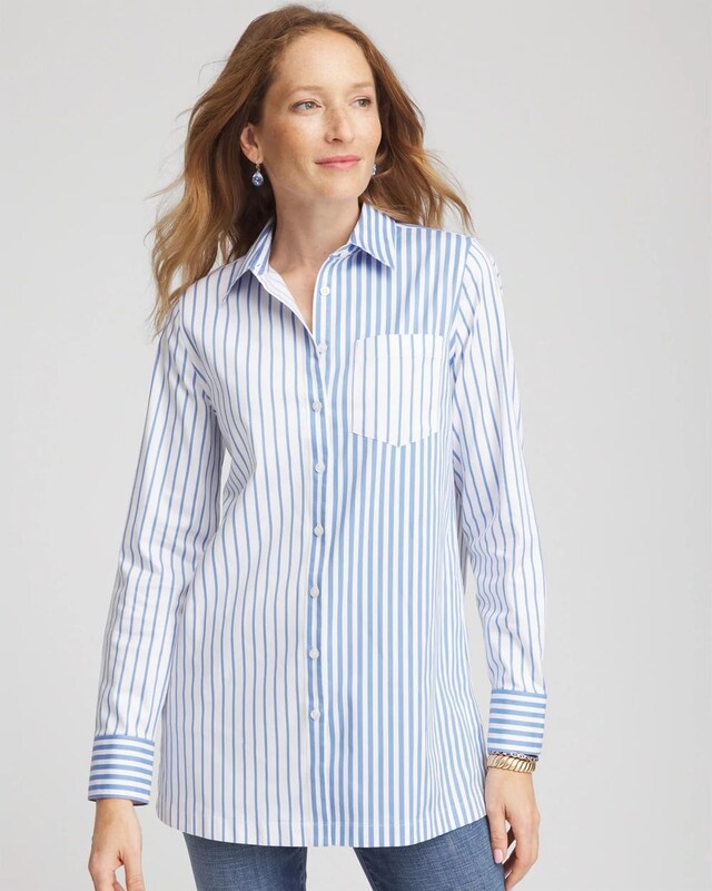 No Iron Stripe Mix Tunic - image 1